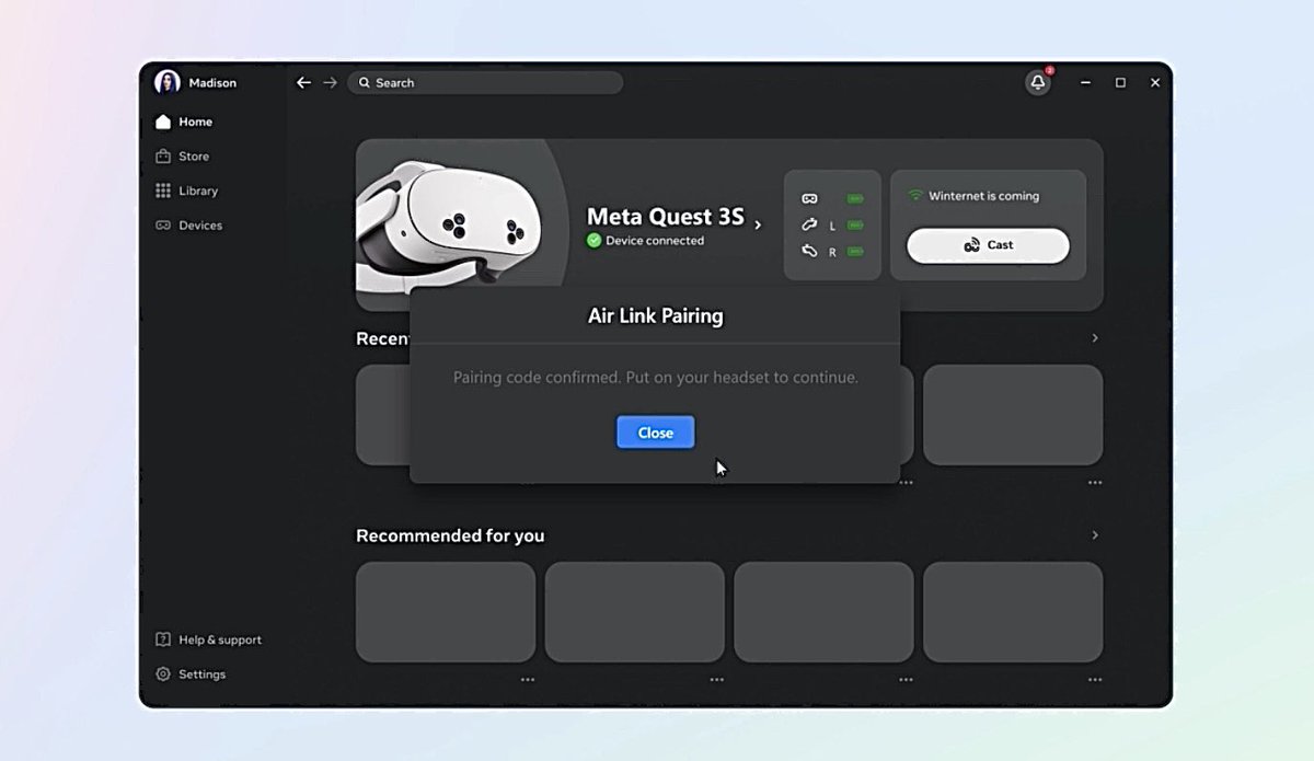 Here’s a first look at the newly overhauled Quest Link UI.

(Source: <a href="/MalaBBG/">MalaBG</a>)