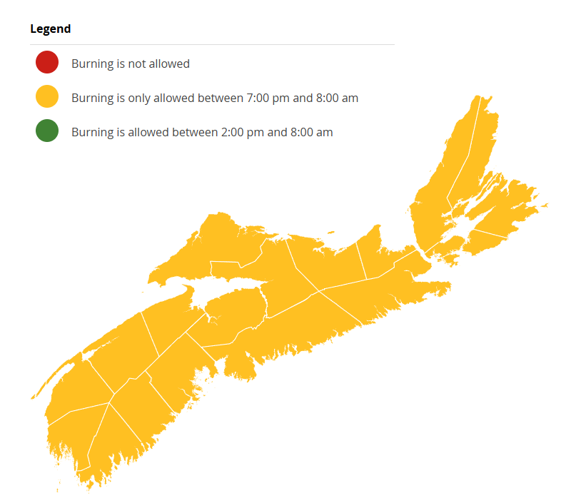 NS_DNR's tweet photo. Burning is not permitted between 8am and 2pm. 

Check before you burn and know your municipal bylaws. 

https://t.co/nEMLDfeFq5 https://t.co/SOtKyzYTH7