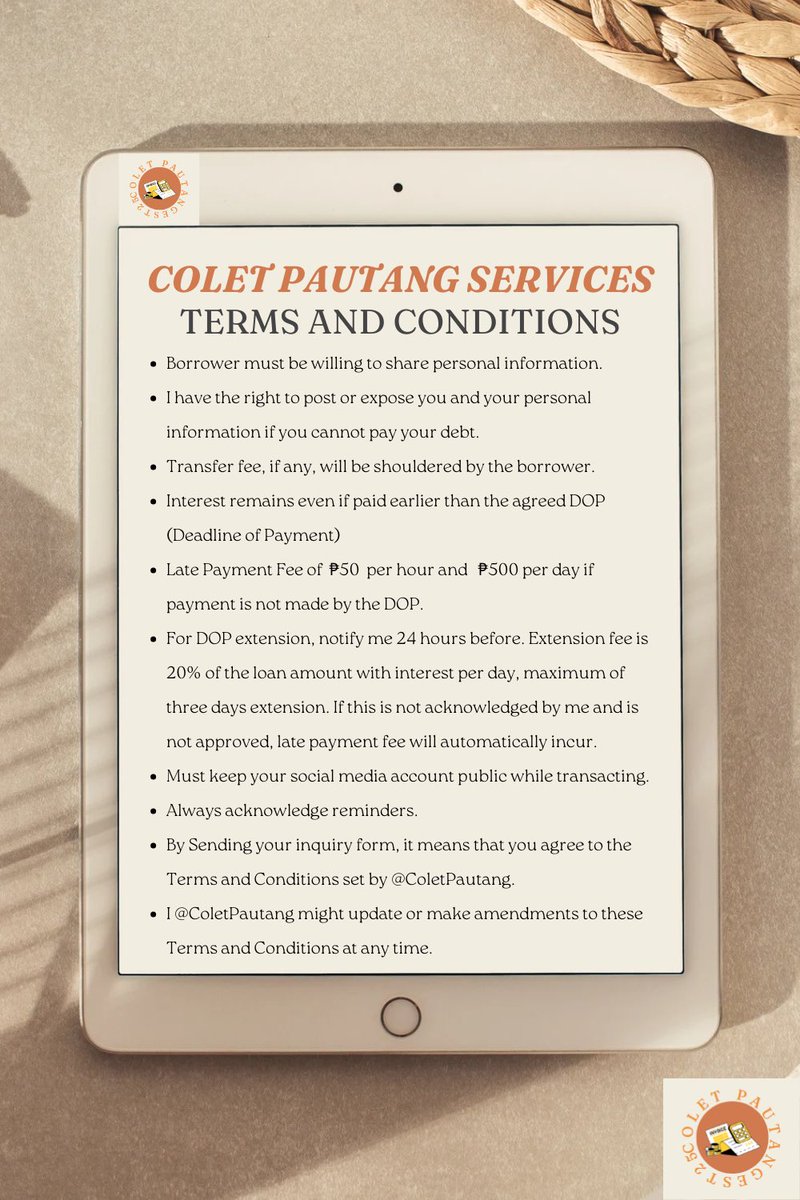 Colet Pautang Services l OPEN tweet media