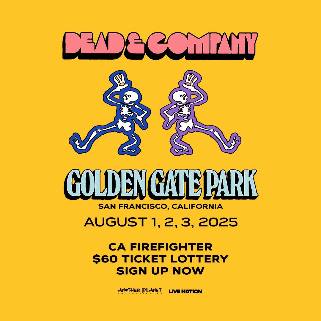 Active California Firefighters can register for the chance to purchase up to two single-day tickets for $60 each including fees. Sign up here: events.seated.com/deadco-caff.

Share if you know someone! ♥️⚡️