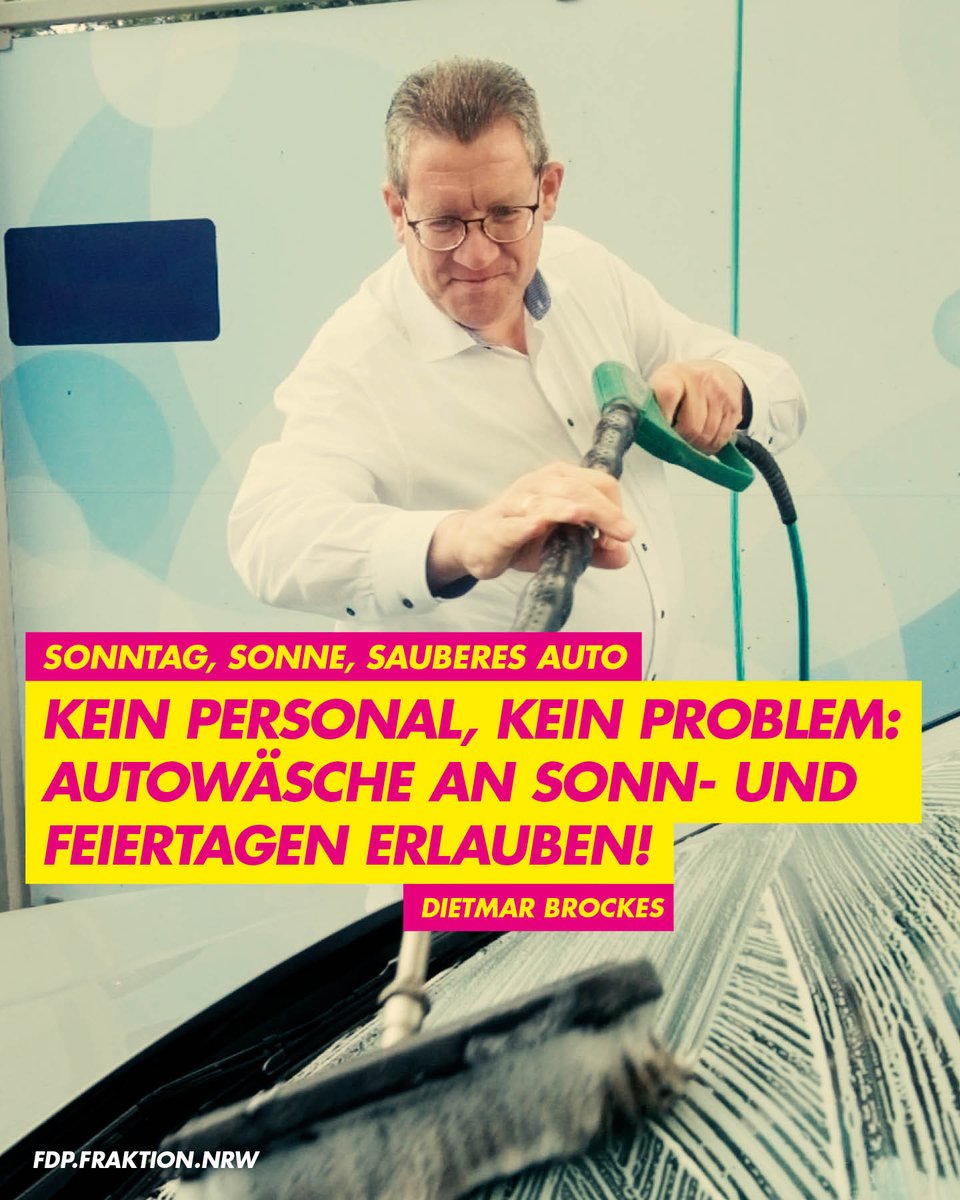 FDPFraktionNRW's tweet photo. Auch die WDR-Straßenumfrage bestätigt unsere Haltung: Autowaschen sollte in NRW endlich auch sonntags erlaubt sein. Herbert Reul hat sich wohl noch nie an einem selbst gereinigten Auto erfreut – im Gegensatz zu Dietmar @brockes! #autopflege 
https://t.co/zg5Vn9Gf2N https://t.co/0cD9vxa5ZI