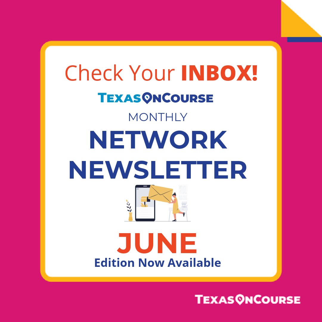 Delivered!💌 Our Network Newsletter for the month of June is now available, and it includes valuable info and resources for topics such as postsecondary and career exploration with My Texas Future, upcoming conferences, advancing CCMR, and more! 🤝 hubs.la/Q03qJ_cn0