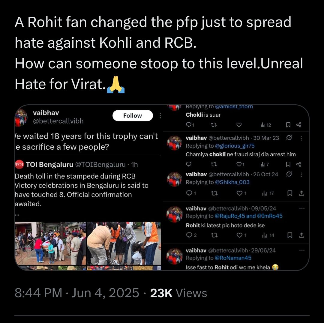 RevantReddyP_19's tweet photo. @voiceofhindus Bro,that person is rohit fan... He is spreading hate... https://t.co/dbjjvfd3IU