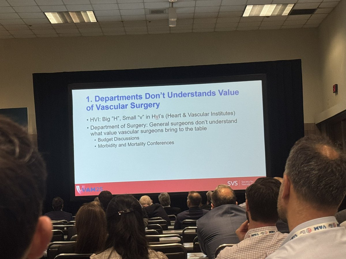 mattsmeds's tweet photo. Should we be DEPARTMENTS of vascular surgery?  Compelling arguments by @FA_VascularMD at @VascularSVS #VAM25 https://t.co/9trrnVPVXO