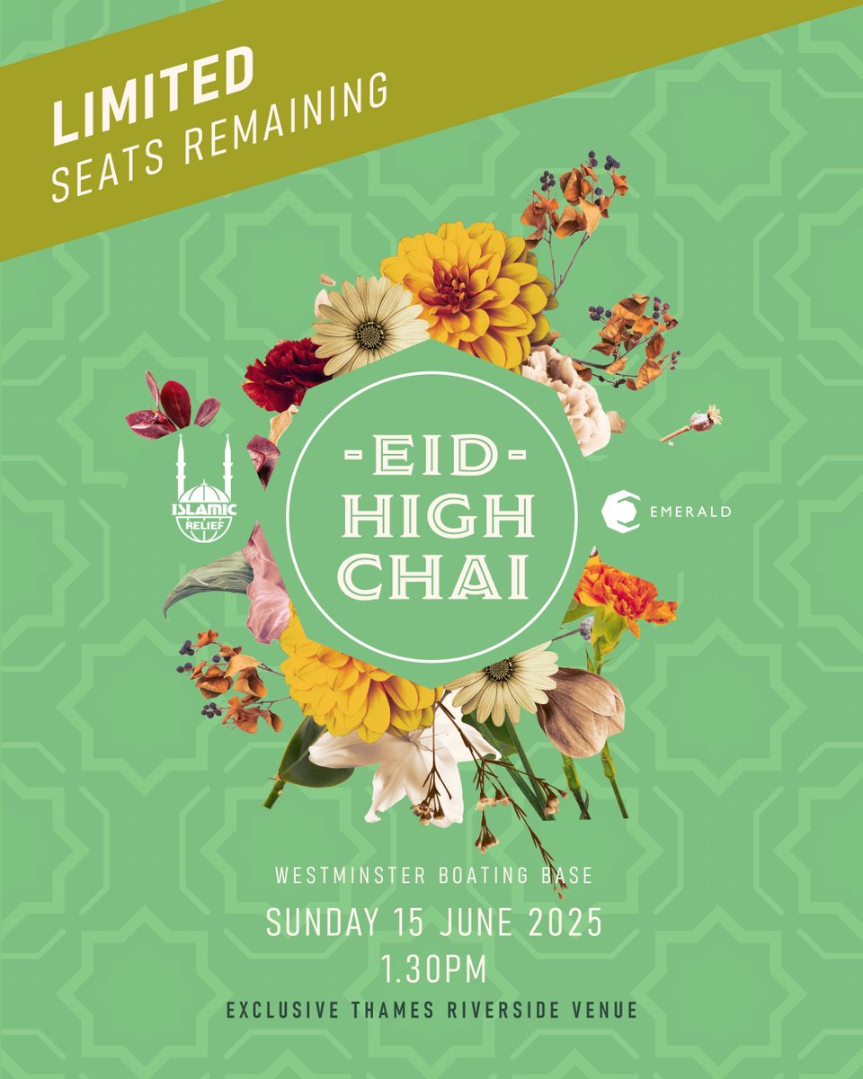 EMERALD (@emeraldnetwork) on Twitter photo Join us for a wonderful Eid High Chai afternoon x <a href="/IslamicReliefUK/">Islamic Relief UK</a> celebrating inspirational Muslim women - connecting and empowering, sharing diverse success stories. // Book via bit.ly/EidHighChai Join us for a wonderful Eid High Chai afternoon x <a href="/IslamicReliefUK/">Islamic Relief UK</a> celebrating inspirational Muslim women - connecting and empowering, sharing diverse success stories. // Book via bit.ly/EidHighChai