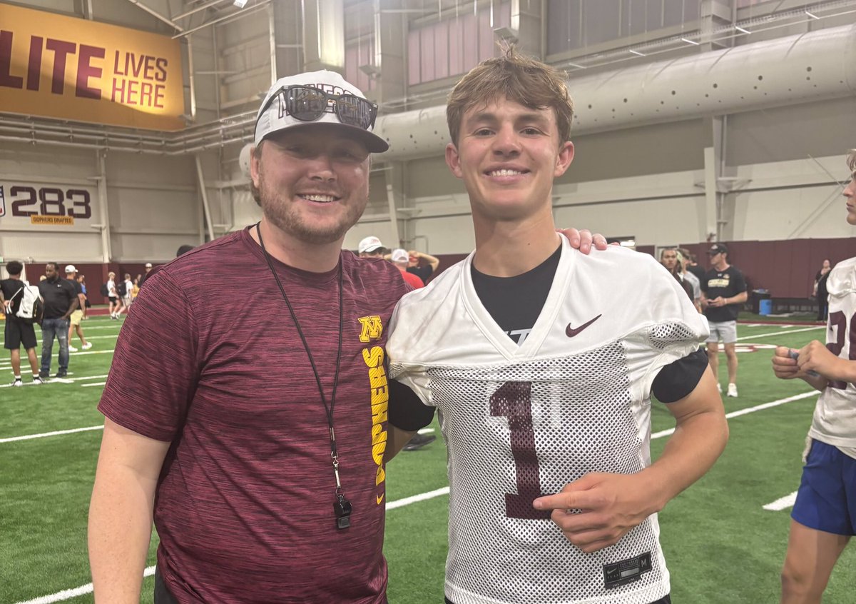 Oscar Frye (@oscarfrye18td) on Twitter photo Grateful to be named a top performer at the <a href="/Coach_Fleck/">P.J. Fleck</a> Minnesota Prospect Camp. Huge thanks to <a href="/CoachKOHara/">Keegan O'Hara</a> for coaching me up. Appreciate the write-up from <a href="/OJW_Scouting/">PrepRedzone Oliver</a>.
<a href="/WoltersLuke/">Luke Wolters</a> <a href="/CoachHarbaugh/">Greg Harbaugh, Jr.</a> <a href="/_cgallagher/">Chase Gallagher</a> <a href="/Shakes_Gophers/">John Schaekel</a> <a href="/KramerCook/">Kramer Cook</a> <a href="/nick20lee/">Nick Lee</a> <a href="/PrepRedzoneIN/">Prep Redzone Indiana</a> <a href="/xfactorQB/">Anthony Morelli: X-Factor QB Academy</a> Grateful to be named a top performer at the <a href="/Coach_Fleck/">P.J. Fleck</a> Minnesota Prospect Camp. Huge thanks to <a href="/CoachKOHara/">Keegan O'Hara</a> for coaching me up. Appreciate the write-up from <a href="/OJW_Scouting/">PrepRedzone Oliver</a>.
<a href="/WoltersLuke/">Luke Wolters</a> <a href="/CoachHarbaugh/">Greg Harbaugh, Jr.</a> <a href="/_cgallagher/">Chase Gallagher</a> <a href="/Shakes_Gophers/">John Schaekel</a> <a href="/KramerCook/">Kramer Cook</a> <a href="/nick20lee/">Nick Lee</a> <a href="/PrepRedzoneIN/">Prep Redzone Indiana</a> <a href="/xfactorQB/">Anthony Morelli: X-Factor QB Academy</a>