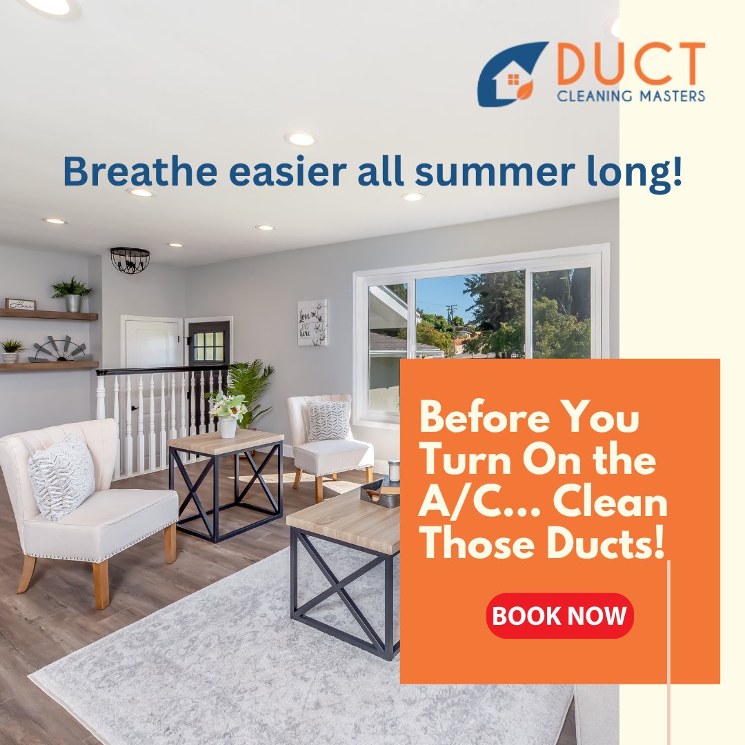 DuctClngMasters's tweet photo. Summer’s heating up! But before you switch on your air conditioner, make sure your air ducts are clean and ready. Over time, dust, allergens, pet hair, and even mold can build up in your ductwork—circulating through your home when the A/C kicks in. 

#DuctCleaning #SummerReady https://t.co/mUD4ri8xNz
