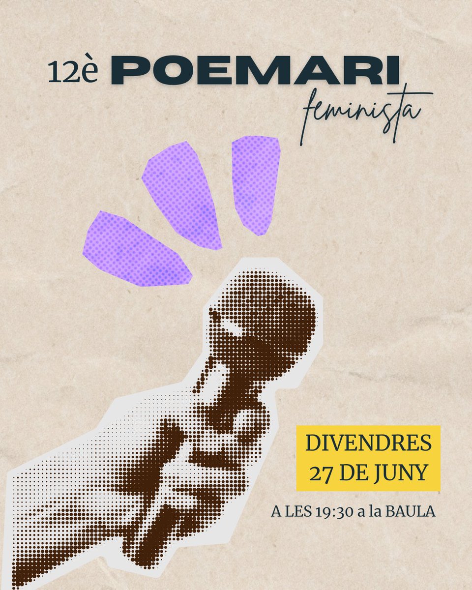 🌸Guardeu-vos la data!🪻
🗓Divendres 27 de Juny arriba el poemari en lila, un cop més a la Baula.
📖Agafeu forces poètiques que això ve amb empenta, pròximament us presentem el súper cartell que tenim preparat.