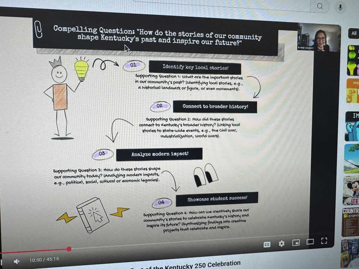 cchaffman71's tweet photo. Great session with Amber Sergent: Storytelling as Part of the Kentucky. During this recording, I learned how storytelling encourages project-based learning using primary and secondary sources across grade levels. @KEDCGrants @KyCharge https://t.co/vfziwuRKTI