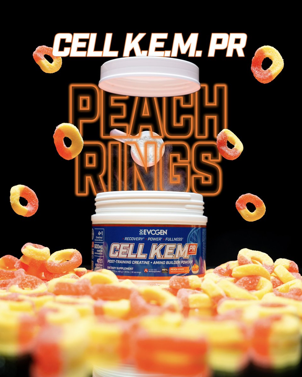 Post-Workout Recovery Is About To Be A Lot Sweeter 🍑

Cell K.E.M. PR drops in Peach Rings tomorrow at 12PM CST! This fan-favorite flavor took our EVP flight by storm, so it only made sense to add our Post-Training Creatine + Amino Builder to the lineup.

#EvogenNutrition