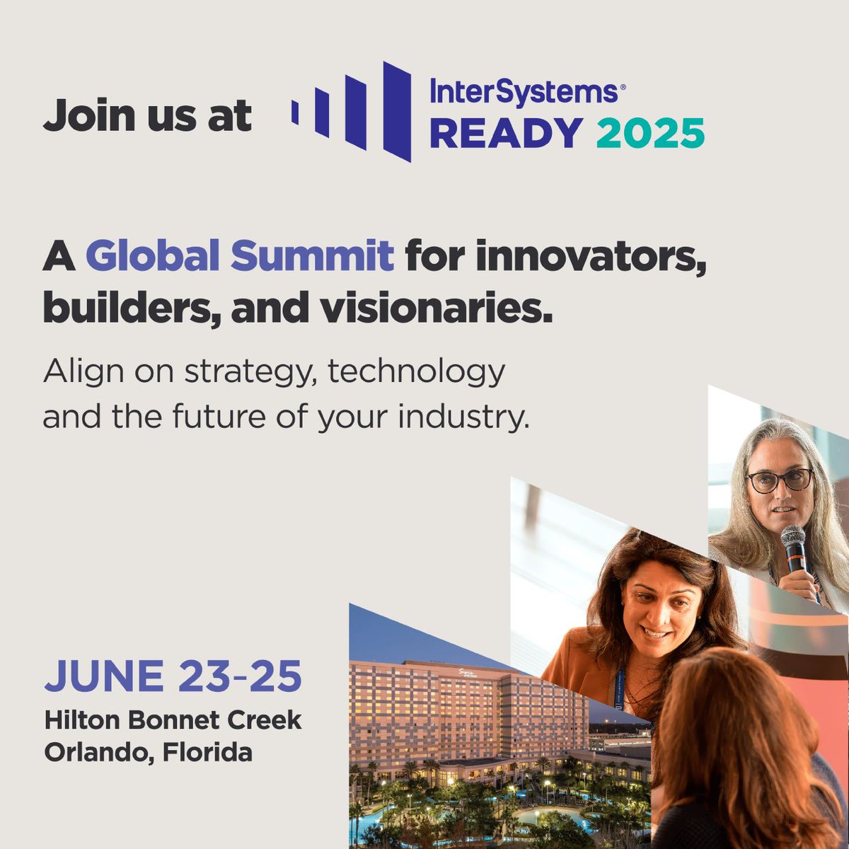 Del 22 al 25 de junio, Orlando acoge InterSystems READY 2025, un encuentro diseñado para quienes trabajan con sistemas críticos y datos que marcan la diferencia. 

¡Regístrate!:  bit.ly/3S4WzbD