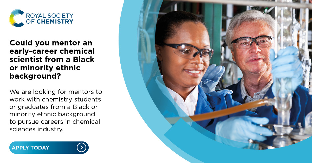 RoySocChem's tweet image. Would you like the chance to help an early-career chemical scientist grow and develop?
We are looking for mentors who can support mentees exploring options in industry, innovation and entrepreneurship.
Apply now: rsc.li/43F4kul