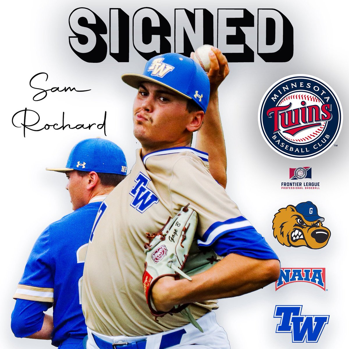 Danielle Proulx (@dlproductionss) on Twitter photo Huge CONGRATULATIONS to Sam Rochard. A former <a href="/TWU_Baseball/">Tennessee Wesleyan Baseball</a> Bulldog, who started his pro career with @gatewaygrizzlies <a href="/frontier_league/">TheFrontierLeague</a> and is now on his way to the @twins organization!
Keep shoving, Sam! Weโre all so proud of you!
<a href="/NAIABall/">NAIA Ball</a> Huge CONGRATULATIONS to Sam Rochard. A former <a href="/TWU_Baseball/">Tennessee Wesleyan Baseball</a> Bulldog, who started his pro career with @gatewaygrizzlies <a href="/frontier_league/">TheFrontierLeague</a> and is now on his way to the @twins organization!
Keep shoving, Sam! Weโre all so proud of you!
<a href="/NAIABall/">NAIA Ball</a>