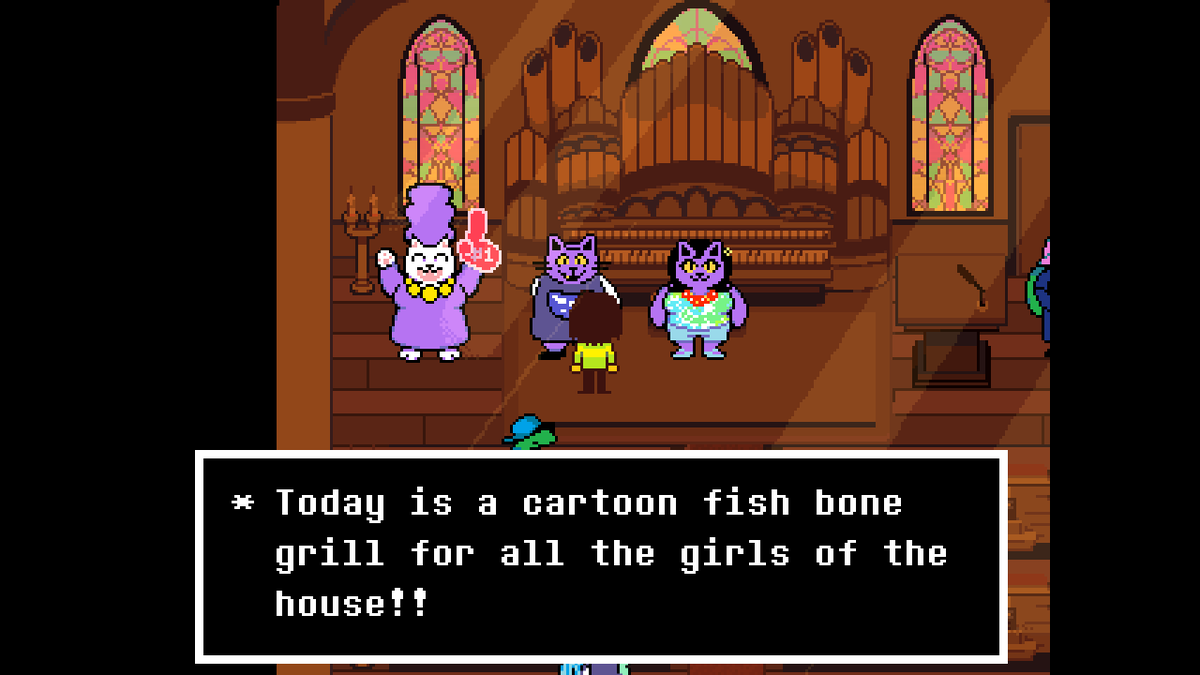 fishbonekart's tweet photo. DELTARUNE CHAPTER 4 SPOILERS

a WHAT grill

-fish bone https://t.co/q0dSNXMQpo