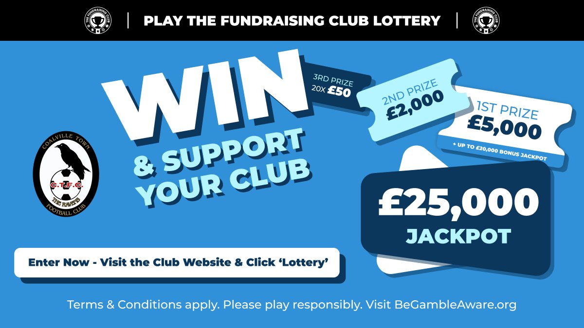 🚨 Forget scratch-cards and dodgy accas — this is where winners are made.
£10pm gets you a shot at glory in the NEW Coalville Town FC Lottery 🤑⚽
Win cash. Support the lads. And if you don't win? 
At least you're not a Forest fan. 😉
🎟️ Get stuck in: coalvilletownfc.co.uk/clubinfo/club-…