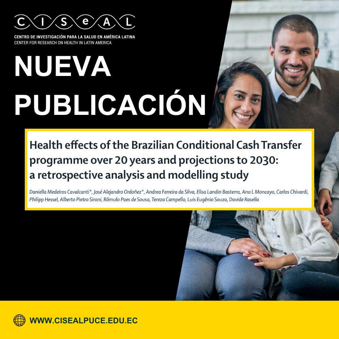 CISeAL_PUCE's tweet image. 🔬 Nuevo estudio en The Lancet Global Health con participación de la Dra. Ana Lucía Moncayo (CISeAL) analiza el impacto del programa Bolsa Família en salud pública en Brasil.

Te invitamos a conocer más en 👉 
bit.ly/GEBCC
#SaludPública #CISeAL #ODS3