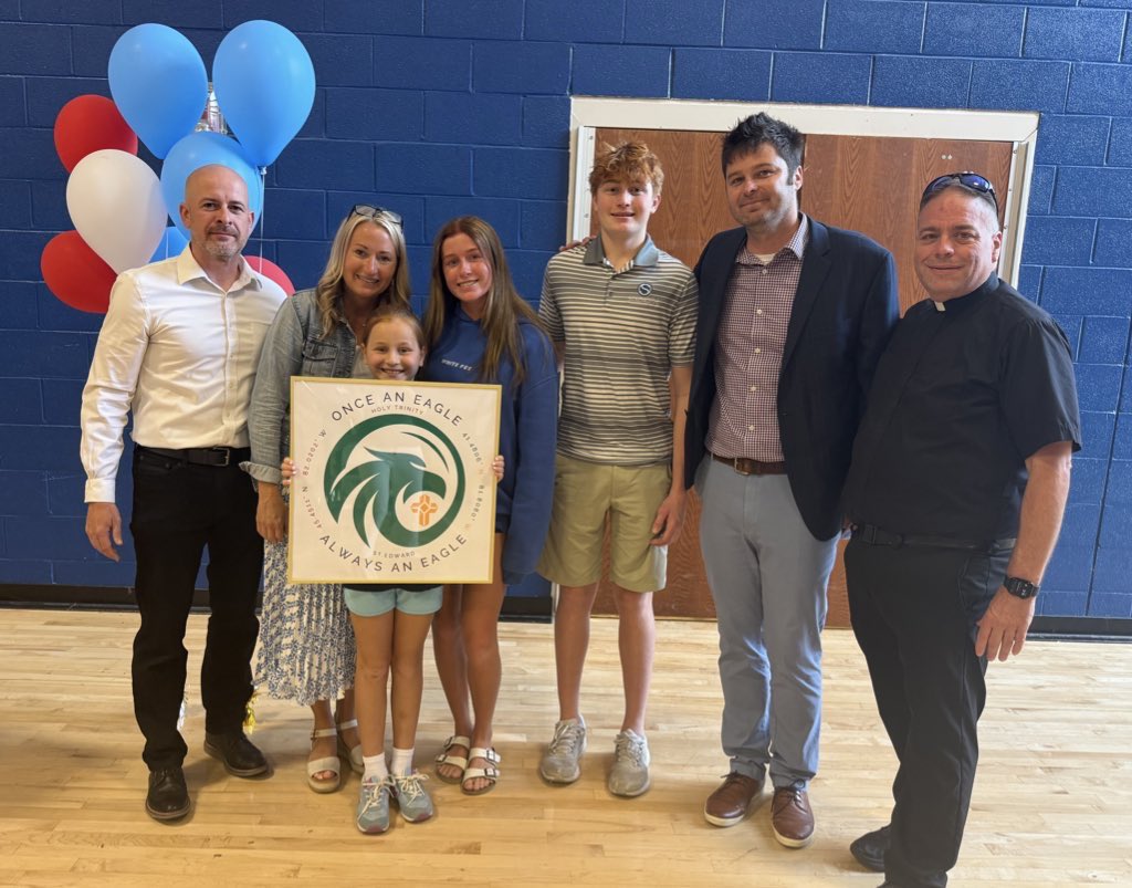 Today we said farewell to Mrs. Kuchta, a guiding force at Holy Trinity for 13 years. Her leadership, compassion and commitment to our students and staff have left a lasting legacy. As she begins a new adventure, we send wishes for success! Once an Eagle, always an Eagle. 🦅