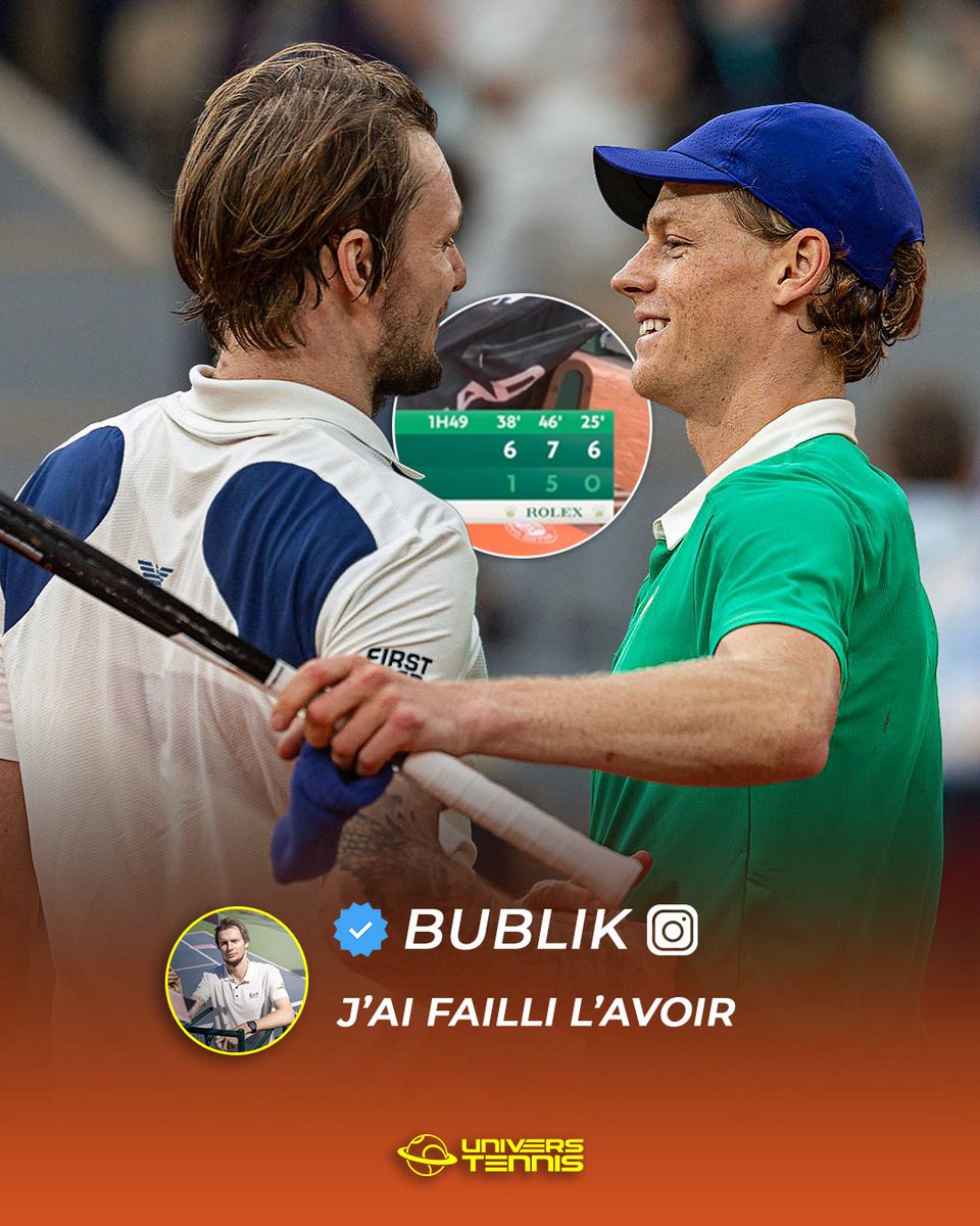 UniversTennis's tweet photo. Alexander Bublik sur Instagram après sa défaite contre Jannik Sinner. 😭 https://t.co/S2rhmKtVhb