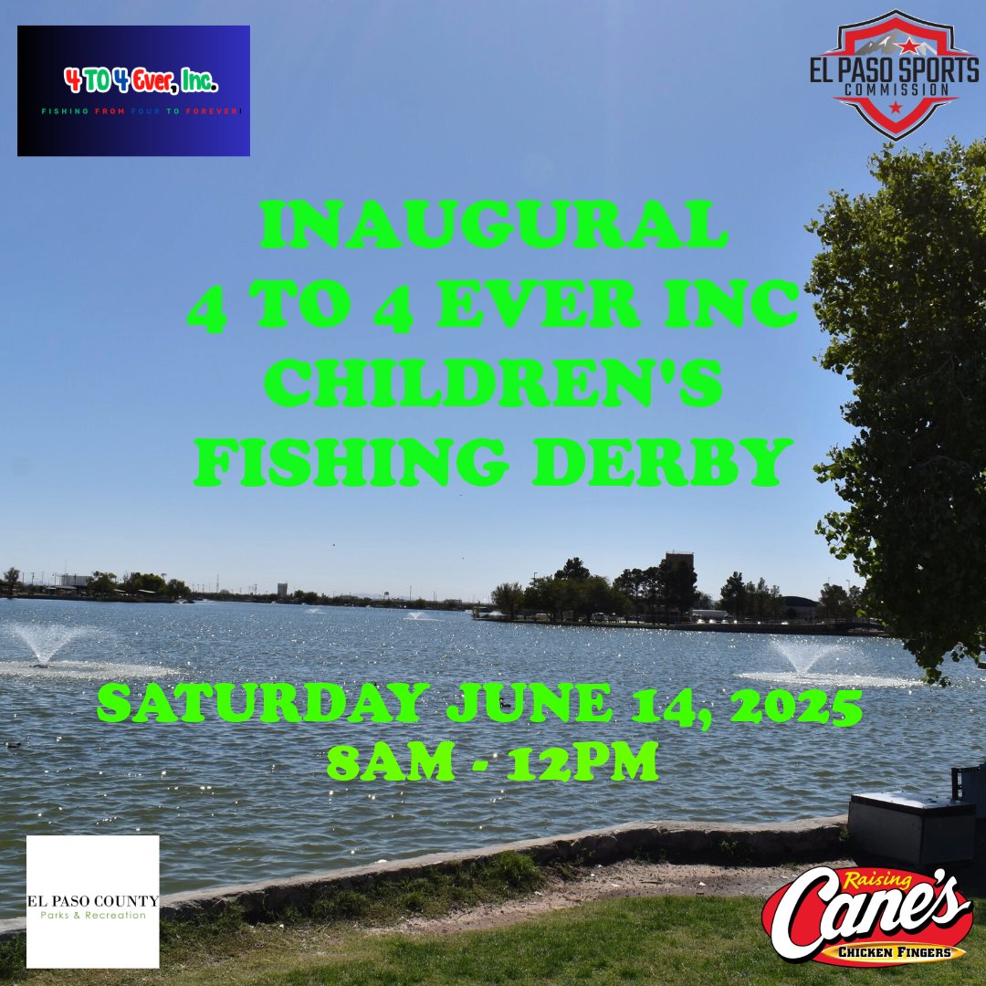 Join Us for the Inaugural Children’s Fishing Derby!
Saturday, June 14, 2025 • 8 AM – 12 PM
Ascarate Park, El Paso, TX
First 100 kids to register online &amp; sign in at the event get a FREE rod &amp; reel to keep! (First come, first served)
Register by going to bit.ly/3ZewfA1