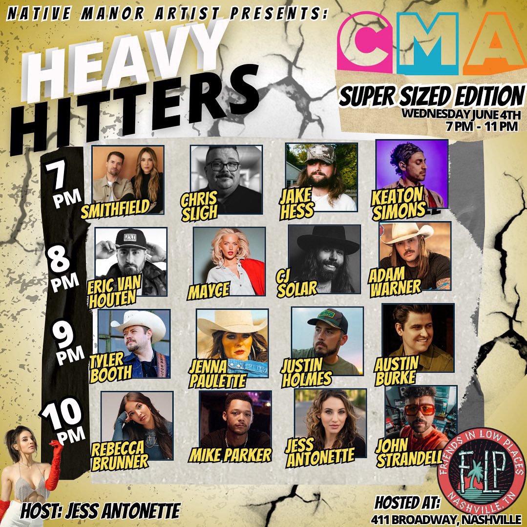 Stoked to kick off CMA week activities tonight with @nativemanorartistpresents Heavy Hitters show at @friendsbarnash with some other great artists 🤘🏻