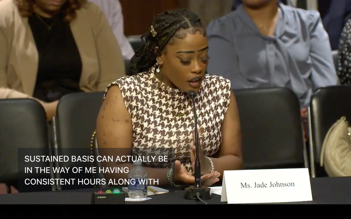 EndChildPovCA's tweet image. Jade Johnson tells #HungerByDesign hearing: parents with kids are also going to #school, won&apos;t have the hours to meet the cruel #PaperworkRequirements and will lose the #SNAP #food #aid we need to give our children a better future

#HandsOffSNAP #SNAPmatters