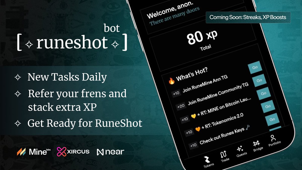 ICYMI: RuneShot Bot is LIVE 💥

Since launch last night, we’re up to 450+ signups and thousands in XP earned already.

But we’re just getting started. Thanks to our partners at <a href="/xircusweb3/">Xircus</a>, the first major update drops Friday paving the way for some serious upgrades. 🧵👇