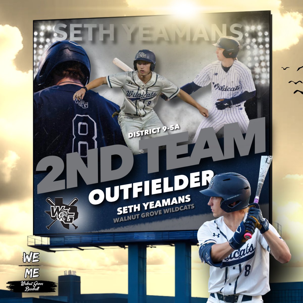 Congratulations to Senior Seth Yeamans (<a href="/Seth_Yeamans/">Seth Yeamans</a> ) for being selected as an All District 2nd Team Outfielder for the 2025 Season voted on by the District 9-5A Coaches. 

We are so proud of all you have accomplished this year and the young man you have grown into!

#WeOverMe