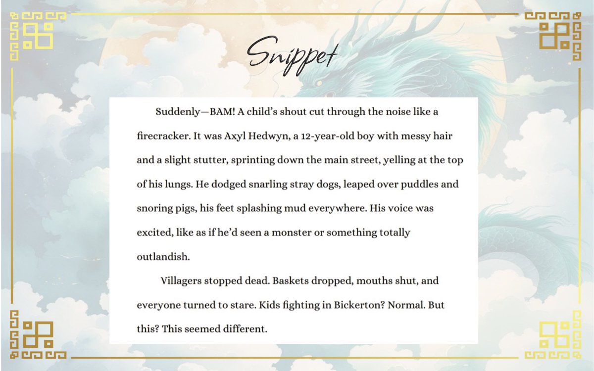 An #agentsguide to my WIP:
The Story of the Great Chinese Dragon is a middle-grade fantasy, that captures the blend of magic, adventure, and heartwarming themes that drive narratives, appealing to 8 to 12 year olds, with a focus on brave kids tackling big challenges.