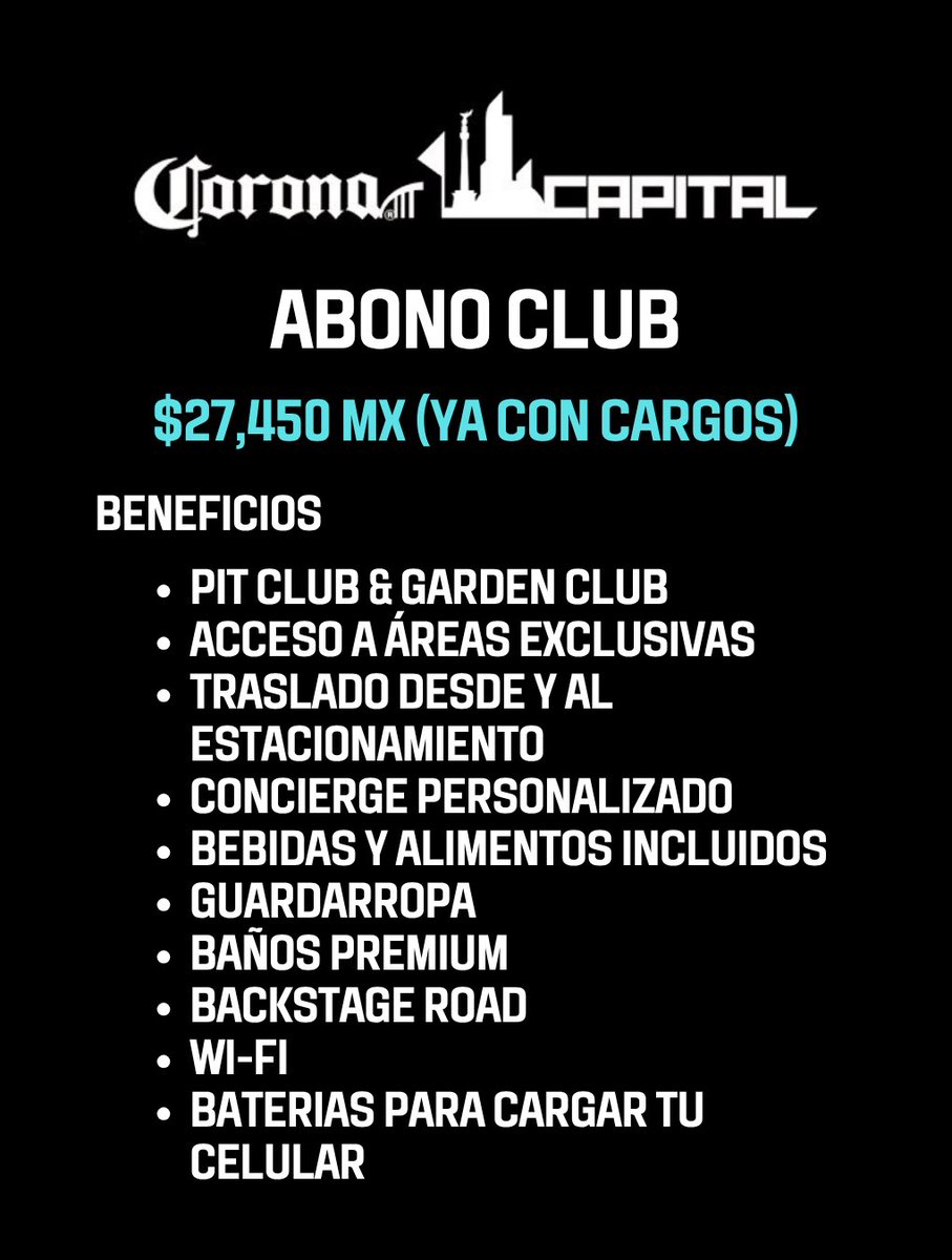 Costos y beneficios de cada abono del Corona Capital 2025 en FASE 1
