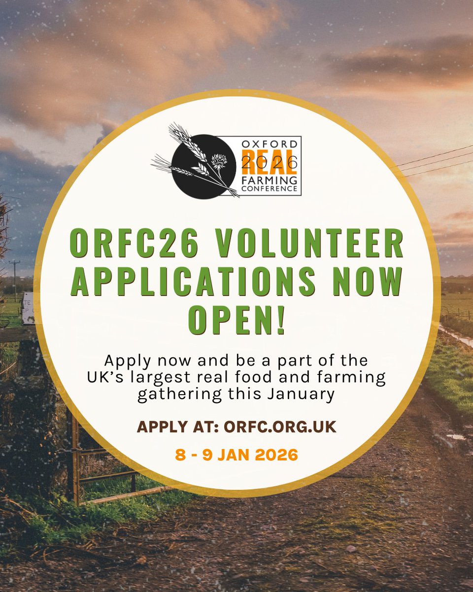 Our online and in-person volunteers are crucial to helping the conference run smoothly!

If you’re passionate about agroecology and food sovereignty and want to gain experience at the UK’s largest real food and farming event, we’d love for you to apply: orfc.org.uk/orfc-2026-volu…