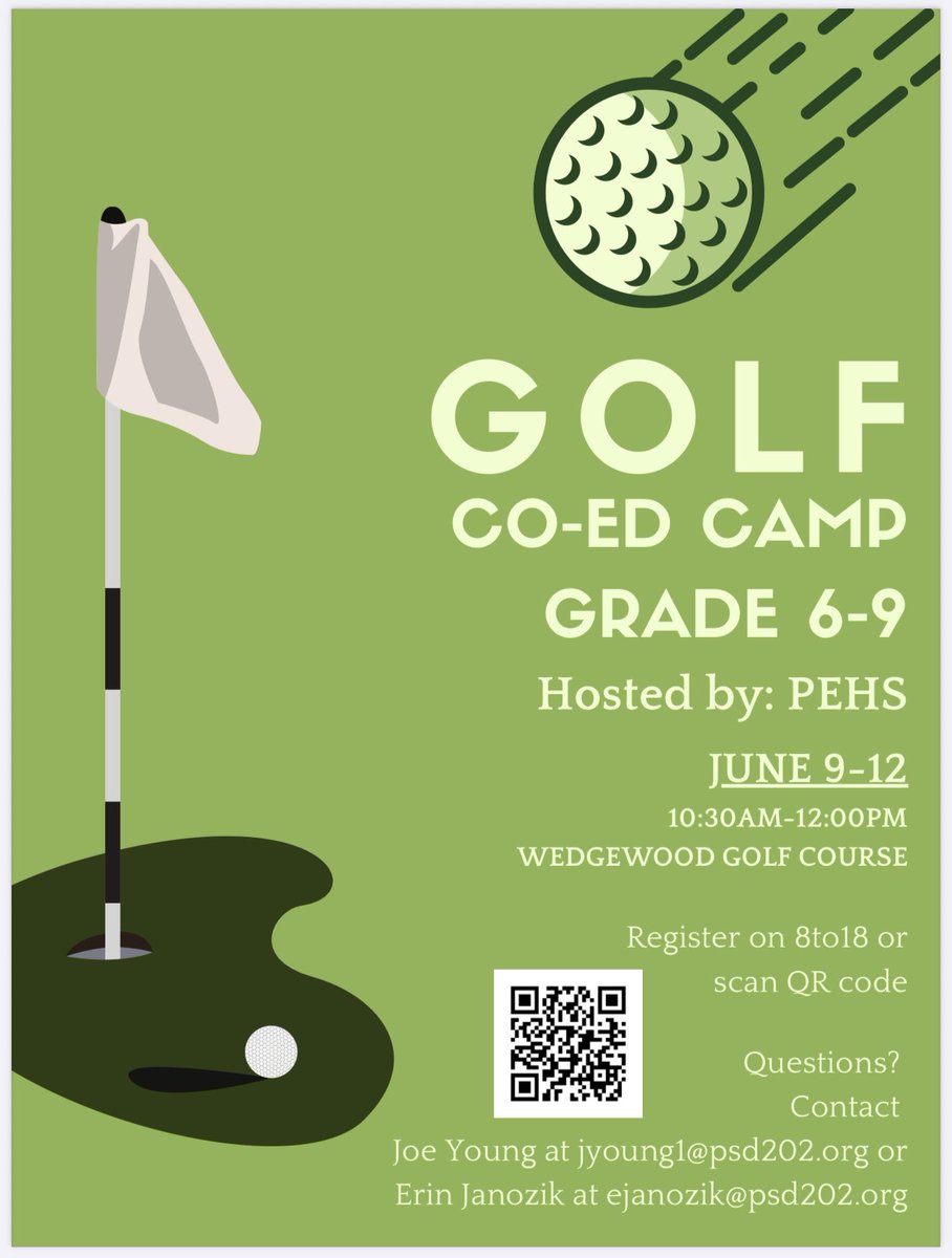 Come join us for camp next week!  ⛳️🏌🏻‍♂️🏌🏻‍♀️<a href="/PEHS_Athletics/">PEHS Athletics</a>