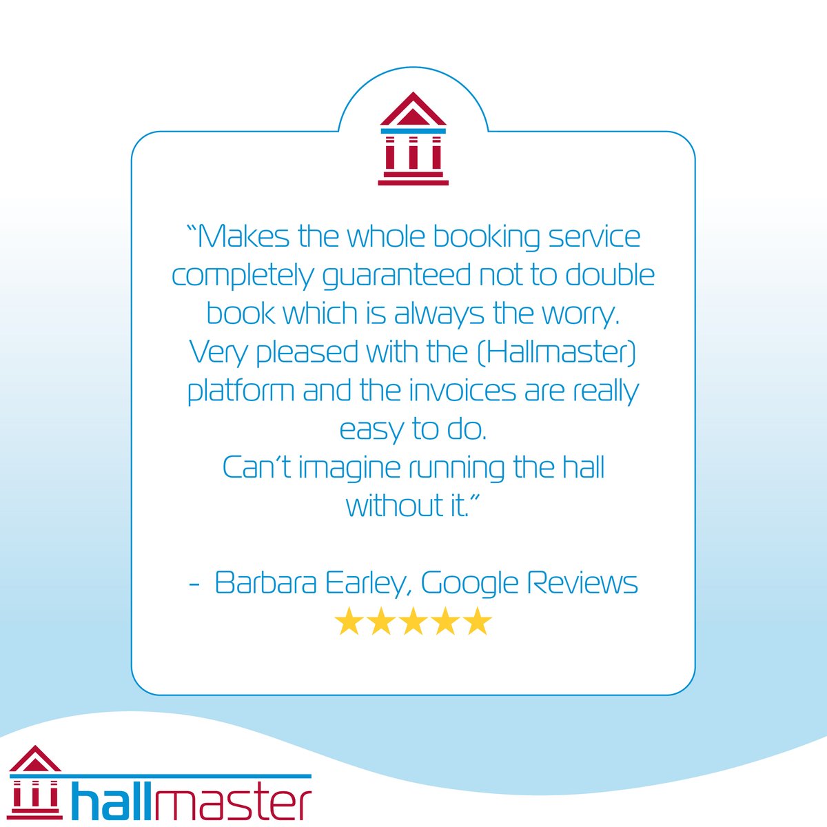 Hall_Master's tweet image. Our online booking & invoicing system is guaranteed to eliminate any pesky double bookings! 🏛️
Book a demo today and streamline your bookings with Hallmaster! ❤️🏛️
Link below:
lnkd.in/eGCgQSxM
#hallmaster #testimonial #community #manager #software #booking