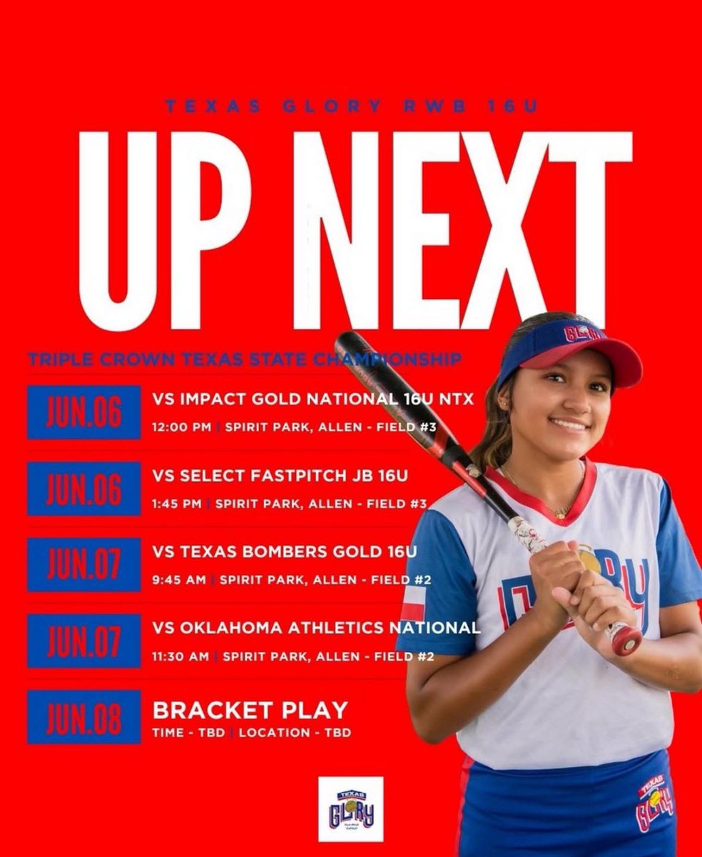 Mia Berain (@miaberain) on Twitter photo LETS GET ITT!!! First tournament of summer season is here. Let’s go Glory!! ❤️🤍💙 <a href="/16uTXGloryRWB/">16U Texas Glory RWB</a> <a href="/D1Softball/">D1Softball</a> <a href="/Coach_LBudd/">Coach Budd</a> LETS GET ITT!!! First tournament of summer season is here. Let’s go Glory!! ❤️🤍💙 <a href="/16uTXGloryRWB/">16U Texas Glory RWB</a> <a href="/D1Softball/">D1Softball</a> <a href="/Coach_LBudd/">Coach Budd</a>