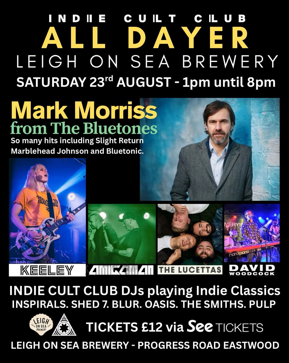 KEELEY (@keeleysound) on Twitter photo Thrilled to announce we're playing the Indie Cult Club All Dayer on Sat 23 August headlined by Mark Morriss of one of our favourite groups <a href="/TheBluetones/">The Bluetones</a>! This will be our first time playing in Leigh-on-Sea. Tickets just £12 from here: seetickets.com/tour/indie-cul… Blissoutdontmissout! Thrilled to announce we're playing the Indie Cult Club All Dayer on Sat 23 August headlined by Mark Morriss of one of our favourite groups <a href="/TheBluetones/">The Bluetones</a>! This will be our first time playing in Leigh-on-Sea. Tickets just £12 from here: seetickets.com/tour/indie-cul… Blissoutdontmissout!