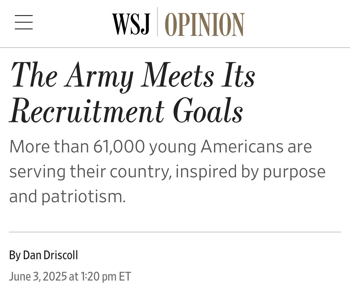 Senator Dave McCormick (@senmccormickpa) on Twitter photo Duty, Honor, Countryā the motto I learned at West Point has not only inspired my service, but the rest of my career. The <a href="/USArmy/">U.S. Army</a> hitting its recruiting goal early is GREAT news and shows how patriotism is back under the leadership of <a href="/POTUS/">President Donald J. Trump</a>, <a href="/SecDef/">Secretary of Defense Pete Hegseth</a>, and <a href="/SecArmy/">Secretary of the Army</a>. Looking forward Duty, Honor, Countryā the motto I learned at West Point has not only inspired my service, but the rest of my career. The <a href="/USArmy/">U.S. Army</a> hitting its recruiting goal early is GREAT news and shows how patriotism is back under the leadership of <a href="/POTUS/">President Donald J. Trump</a>, <a href="/SecDef/">Secretary of Defense Pete Hegseth</a>, and <a href="/SecArmy/">Secretary of the Army</a>. Looking forward