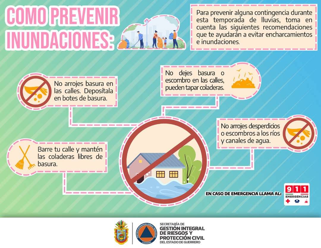 TeloloapanMX's tweet photo. En la temporada de lluvias 2025🌧️, prepara tu casa 🏠 y ayuda a prevenir inundaciones🌊🏠🌊 en el lugar donde vives siguiendo estas recomendaciones✅
#LaPrevenciónEsTareaDeTodasYTodos https://t.co/griCun5fJ8