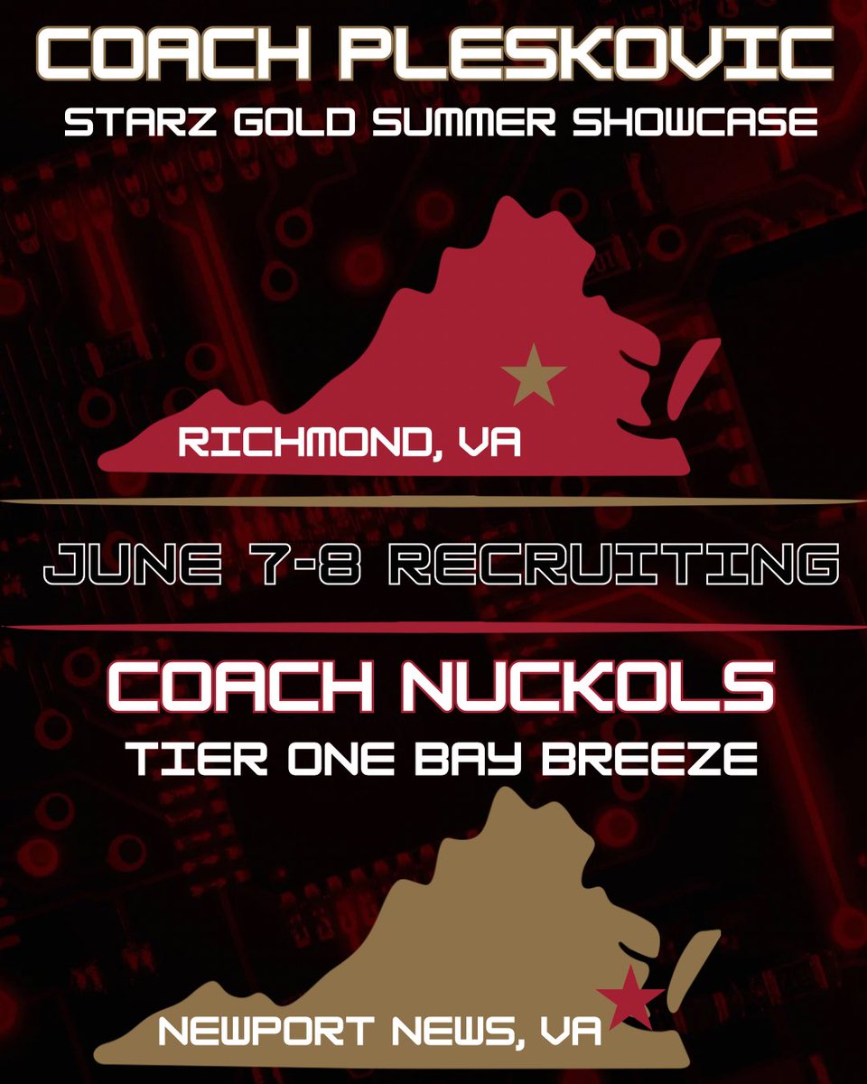 Coach Pleskovic and Coach Nuckols will be on the recruiting trail this weekend!! 

Send us your schedules so we can watch you play!