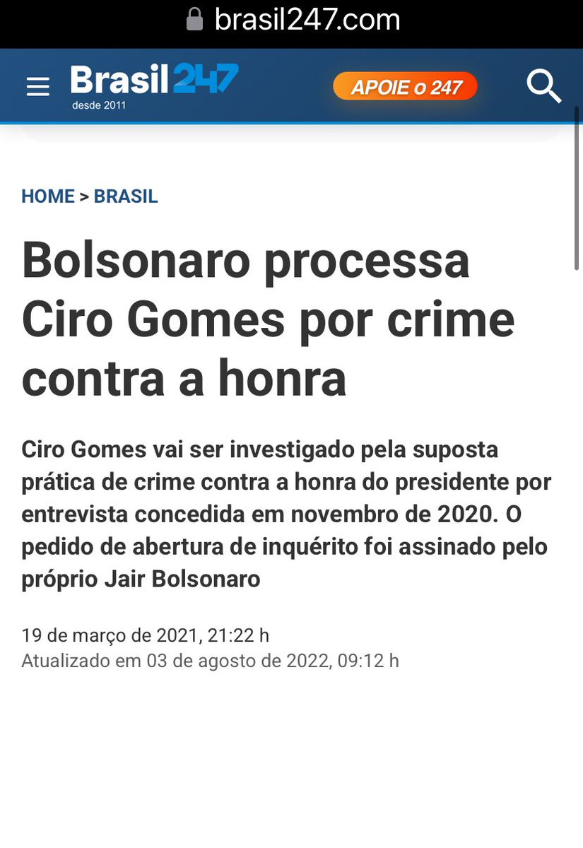Joyx BF🛸🇧🇷🏴❤️🖤 🆘 (@joyx_bf) on Twitter photo Quem processa <a href="/cirogomes/">Ciro Gomes</a> ?
Um preso, um ex-presidiário e o futuro presidiário. 😂😂😂😂
Crime de Ciro: Ter compromisso com a verdade e, o dever de um cidadão: fiscalizar! Quem processa <a href="/cirogomes/">Ciro Gomes</a> ?
Um preso, um ex-presidiário e o futuro presidiário. 😂😂😂😂
Crime de Ciro: Ter compromisso com a verdade e, o dever de um cidadão: fiscalizar!