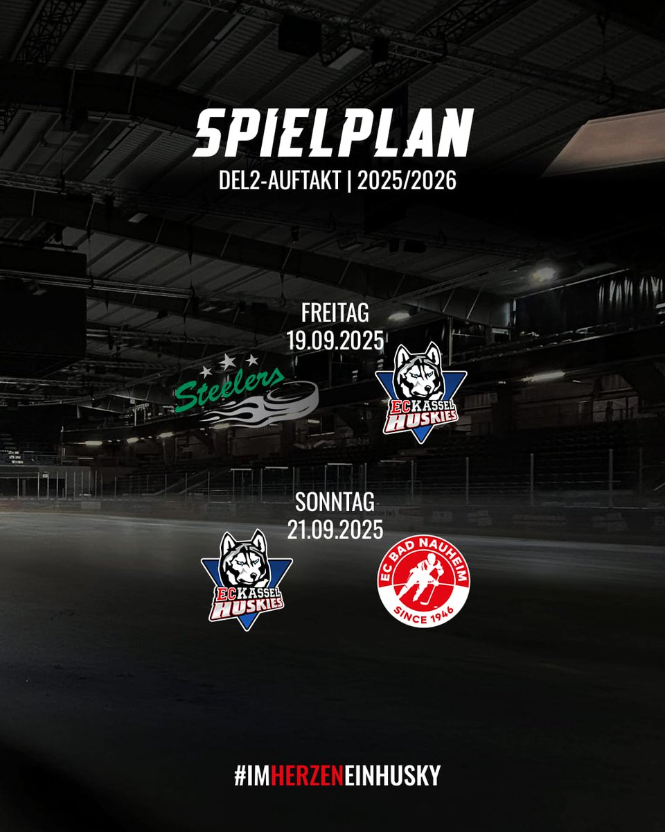 𝘿𝙄𝙀 🎲 𝙎𝙄𝙉𝘿 𝙂𝙀𝙁𝘼𝙇𝙇𝙀𝙉 - Gegner zum Auftaktwochenende bekannt 🏒

Wir treffen dabei zum Auftakt auf auswärts auf den Aufsteiger aus Bietigheim. Am Sonntag empfangen wir schließlich zum ersten Hessenderby der Saison den EC Bad Nauheim! 💪🏼

#imHerzeneinHusky