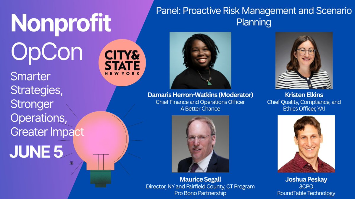 CSNY_Events's tweet image. TOMORROW! Don’t miss out on #NonprofitOpCon!
The Proactive Risk Management panel will explore how to build a risk-aware culture & prep for the unexpected with scenario planning.
Last chance to register 👇
events.cityandstate.com/2025-nonprofit…
