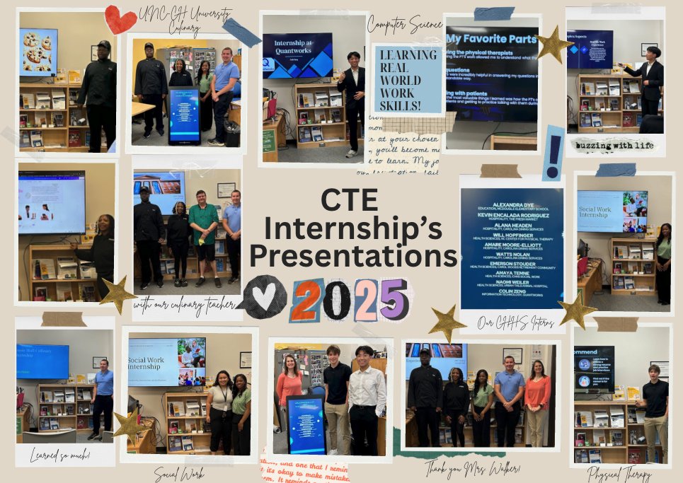 CTE Internship course allows students to enter the workforce to learn and explore careers of their interest. This type of work-based learning helps students be more confident when choosing their future careers and education. CTE is education with a purpose! Checkout our interns!