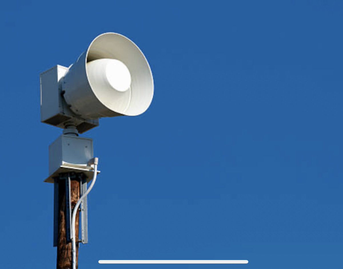 Monthly outdoor siren warning test today at 1:00pm