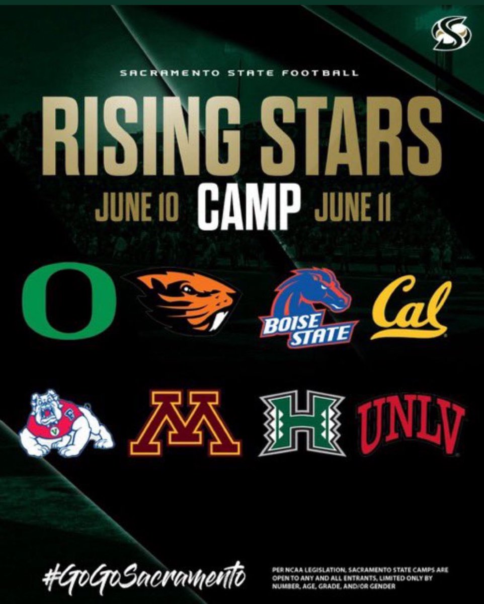 Chris Wilson (@chrisw2027) on Twitter photo Looking forward to showcasing my talent at <a href="/SacHornetsFB/">Sac State Football</a> Rising Stars Camp. I will be attending both days. Ready to represent <a href="/MoreauFootball/">Moreau Catholic Football</a>.
<a href="/CoachJesse49/">Coach Castro</a> <a href="/Coachkam1911/">Keith Minor</a> <a href="/CoachDicko/">Donald Dicko White</a> <a href="/dionisms/">Dion Evans | #ΩΨΦ</a> Looking forward to showcasing my talent at <a href="/SacHornetsFB/">Sac State Football</a> Rising Stars Camp. I will be attending both days. Ready to represent <a href="/MoreauFootball/">Moreau Catholic Football</a>.
<a href="/CoachJesse49/">Coach Castro</a> <a href="/Coachkam1911/">Keith Minor</a> <a href="/CoachDicko/">Donald Dicko White</a> <a href="/dionisms/">Dion Evans | #ΩΨΦ</a>