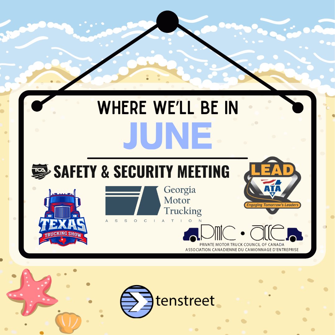 June is here, and we’re riding the wave into conference season! ☀️🌊 With sunny skies &amp; exciting events ahead, it’s the perfect time to connect &amp; make something great happen.

If you’ll be at any of the events below, email industryrelations@tenstreet.com to schedule a meeting!
