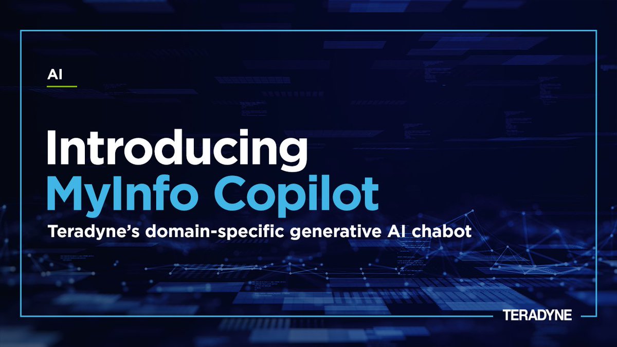 AI is shaping how we work and live every day. In this blog post, Teradyne’s Thao De Piano introduces how Teradyne is embracing AI with MyInfo Copilot, a generative AI chatbot that delivers fast, reliable answers.

💡Read the blog: bit.ly/454eNSw