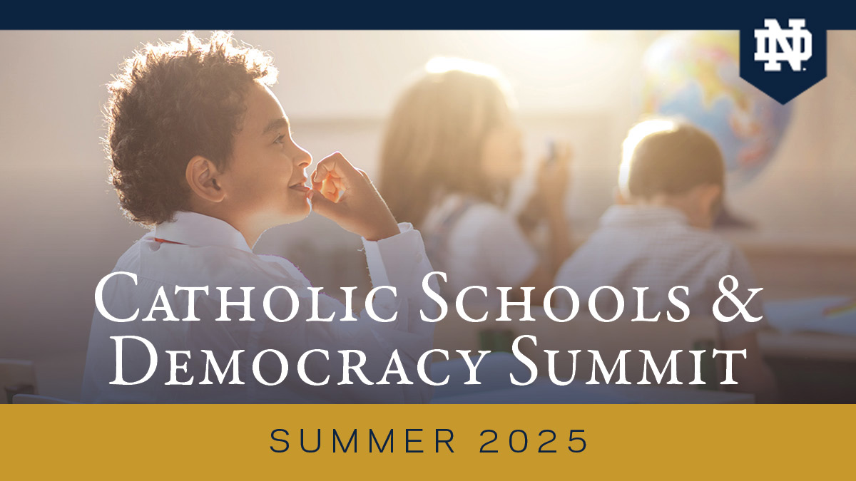 McGrathND's tweet image. Learn from Dr. John Cavadini about how the distinctive understanding of Christian service in Catholic Schools contributes to democracy in a unique and important way. Join us for The Catholic Schools and Democracy Summit--a four-session virtual convening offered twice in summer…