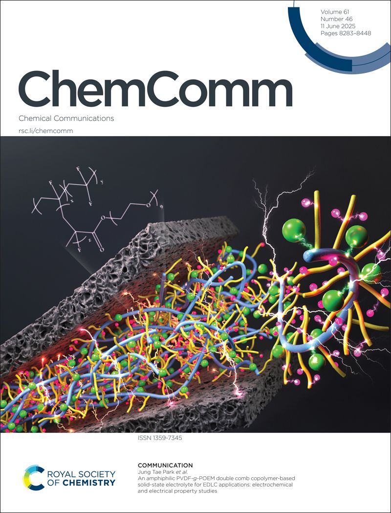 Chemical Communications (@chemcommun) on Twitter photo Featured #OnTheCover of issue 46!
"An amphiphilic PVDF-g-POEM double comb copolymer-based solid-state electrolyte for EDLC applications: electrochemical and electrical property studies" by Uoon Chul Baek, Da Hye Sim and Jung Tae Park
Read the it here 👉 buff.ly/SFokfkP Featured #OnTheCover of issue 46!
"An amphiphilic PVDF-g-POEM double comb copolymer-based solid-state electrolyte for EDLC applications: electrochemical and electrical property studies" by Uoon Chul Baek, Da Hye Sim and Jung Tae Park
Read the it here 👉 buff.ly/SFokfkP