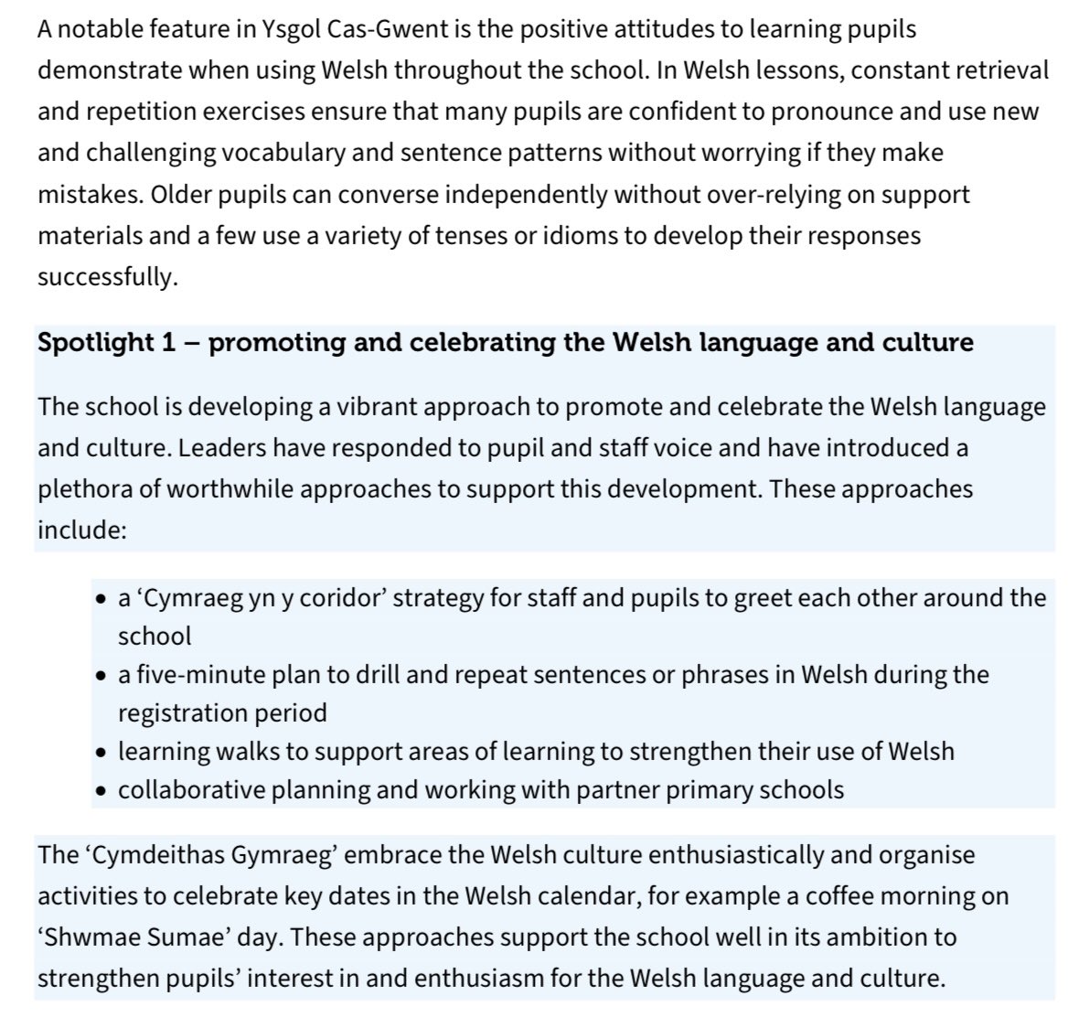 Yn falch iawn i rannu ein hadroddiad Estyn diweddaraf a’r ciplun ar ‘hyrwyddo a dathlu’r Gymraeg a’i diwylliant’ 

estyn.gov.wales/app/uploads/20…

<a href="/chepstowschool/">Chepstow School / Ysgol Cas-Gwent</a>