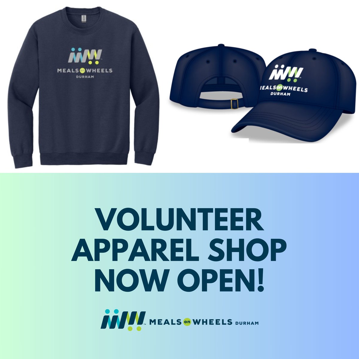 Our Pop-Up Volunteer Apparel Shop is now open! Choose from a selection of MOWD-branded t-shirts, polos, outerwear, &amp; hats!

Shop now until 6/20, &amp; orders will be ready week of 7/14.

Each item purchased helps sponsor a meal for a senior! 💙

Shop here! 👉 ow.ly/PH7T50W412v