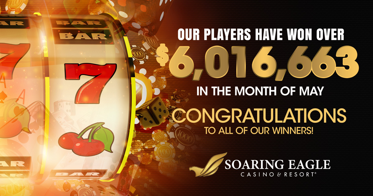 Our players have won over $6,016,663 in the month of May! Congratulations to all of our winners! #BigWinners